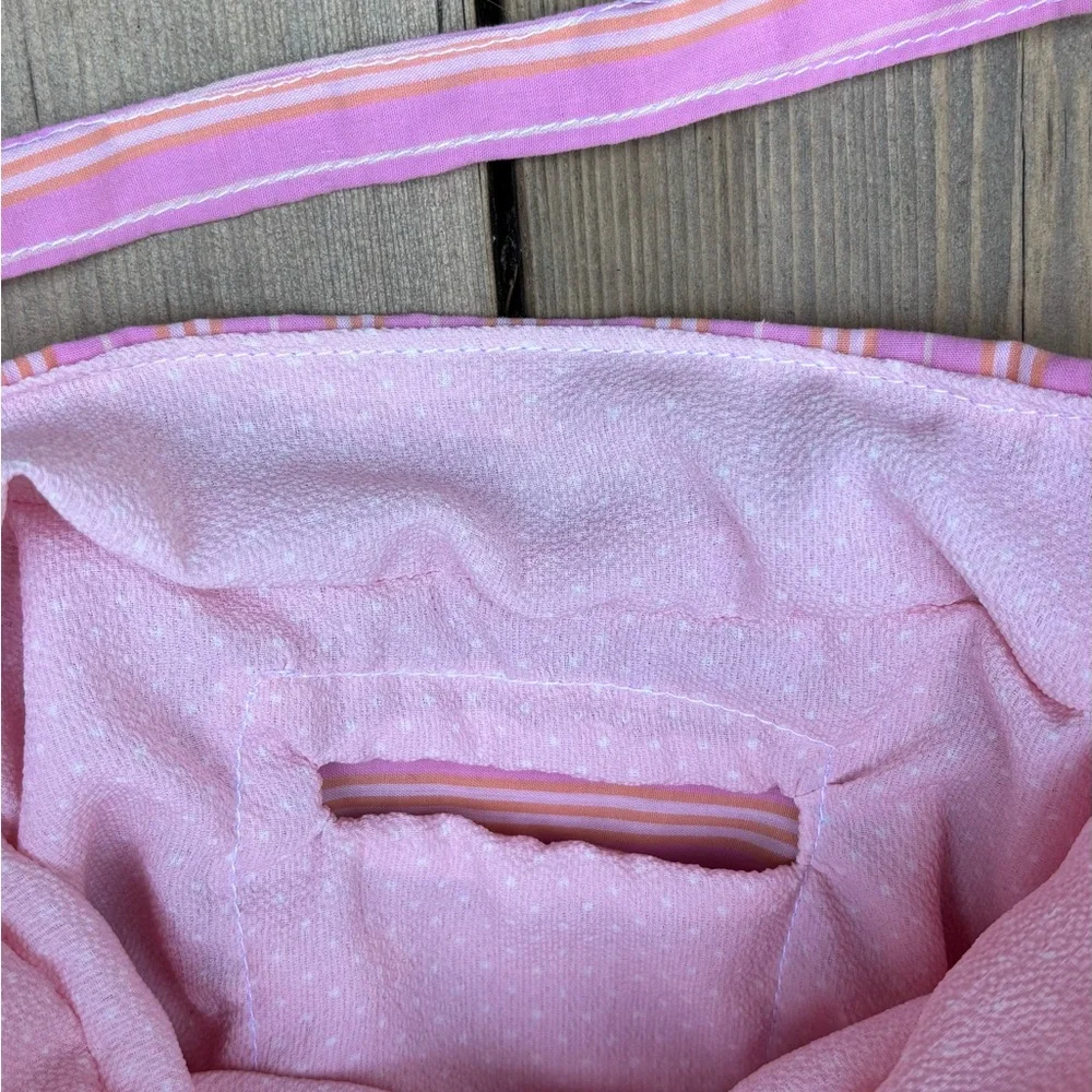Pink Striped Shoulder Bag with Ruched Detail - Picture 4 of 8